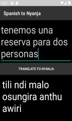 Spanish to Nyanja Translator android App screenshot 0